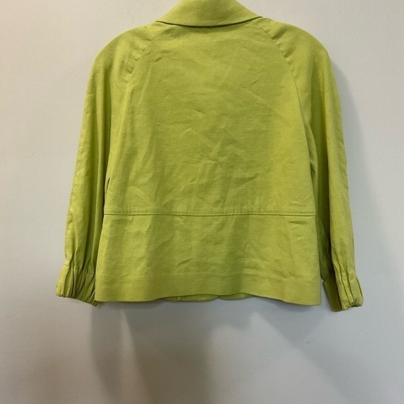 Piazza Sempione Made In Italy Green Linen Blend Ruched Sleeves Jacket Size 40 - Picture 3 of 7